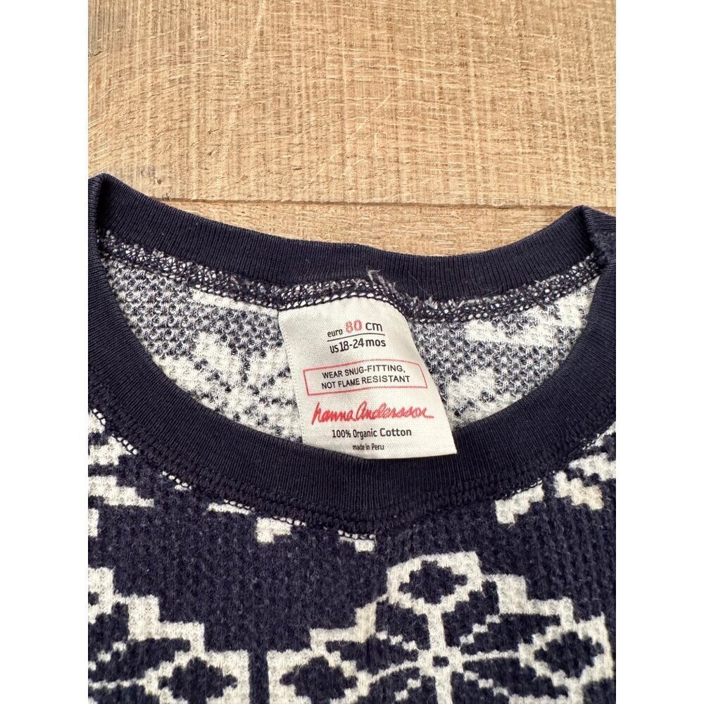Hanna Andersson Organic Cotton Snowflake Pajama Set 18-24 Months Navy & White - Picture 6 of 7